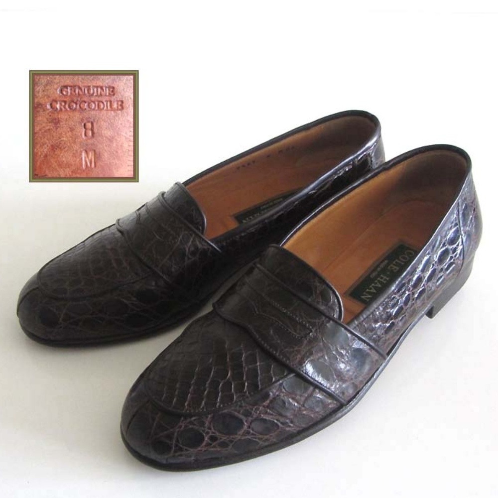COLE HAAN Genuine Crocodile penny loafers 8 Italy
